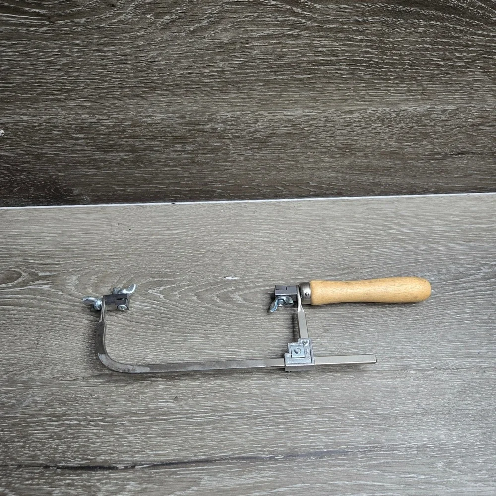 Vintage X-ACTO Adjustable Jewelers Coping Saw Frame Wood Handle Japan Silver